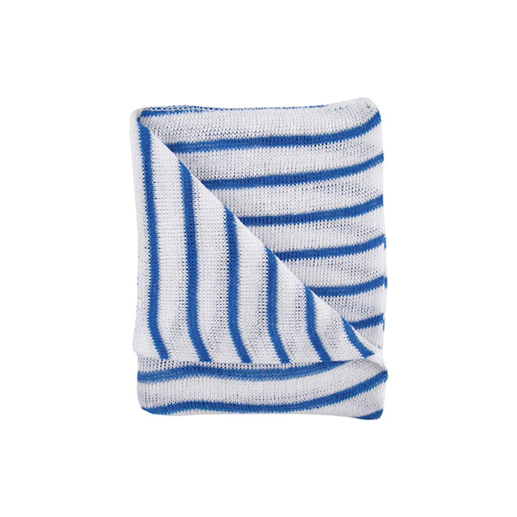 40cm x 30cm Medium Weight Blue Striped Knitted Dishcloths - Pack of 10