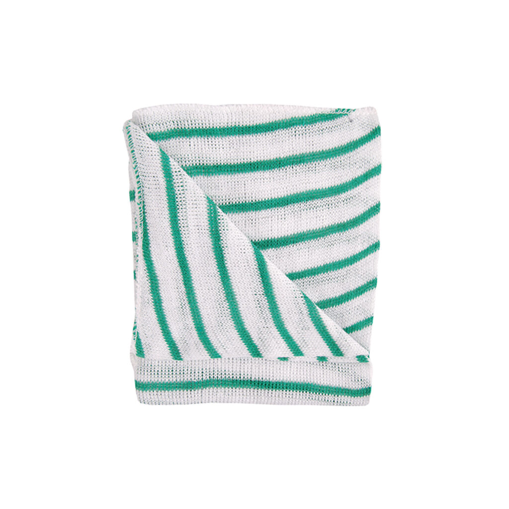 40cm x 30cm Medium Weight Green Striped Knitted Dishcloths - Pack of 10