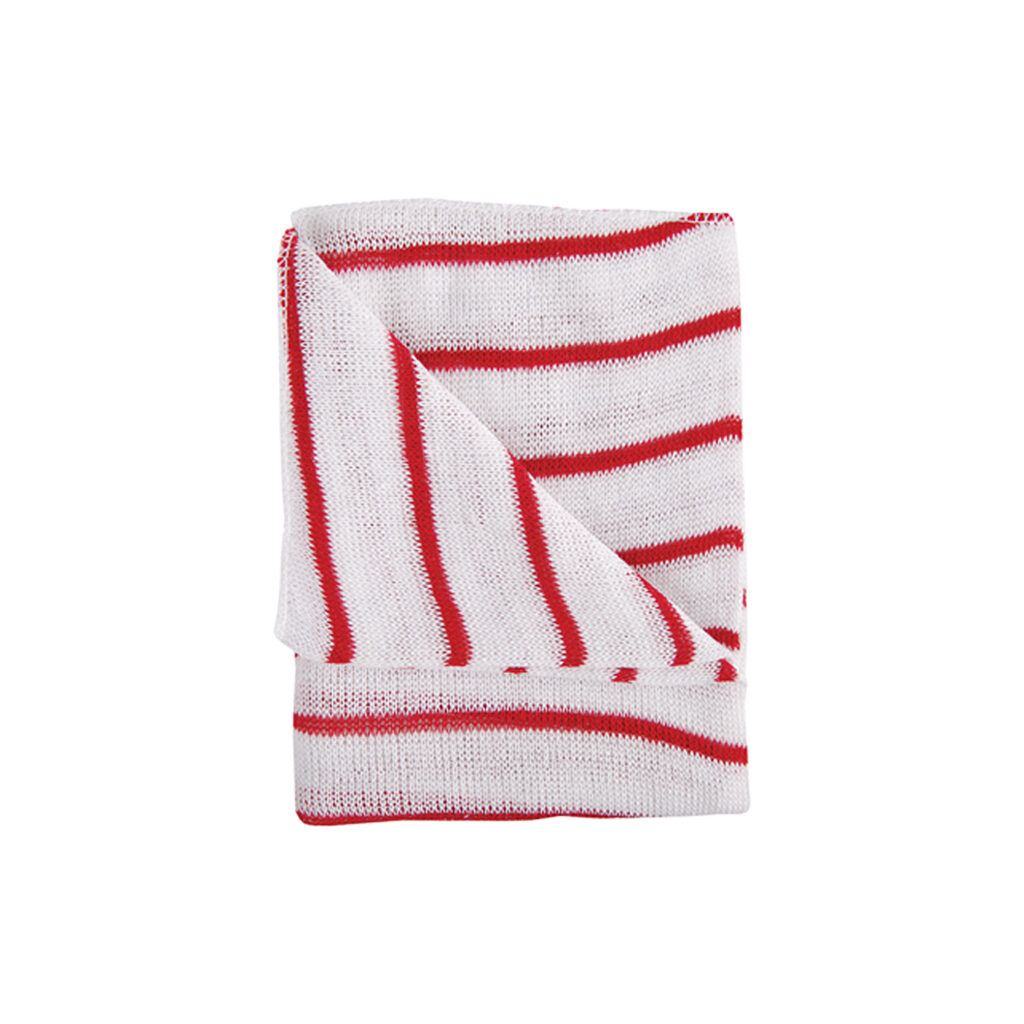 40cm x 30cm Medium Weight Red Striped Knitted Dishcloths - Pack of 10
