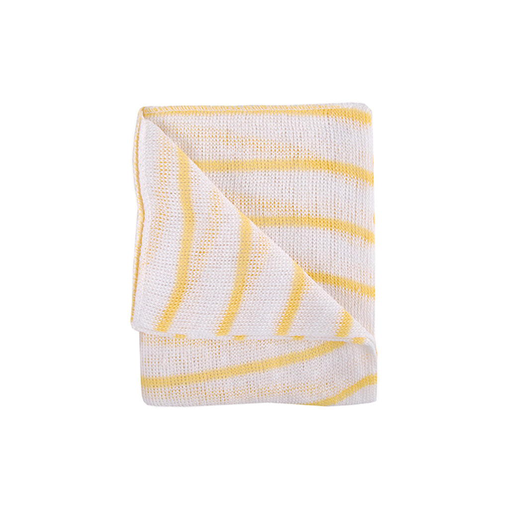 40cm x 30cm Medium Weight Yellow Striped Knitted Dishcloths - Pack of 10