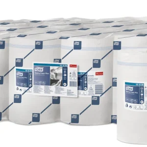 Tork 101230 White 2-Ply Mini Centrefeed Wiping Paper Plus - Case of 12 x 75m
