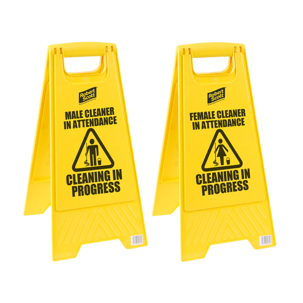 Male / Female Cleaner in Attendance Floor Safety Sign
