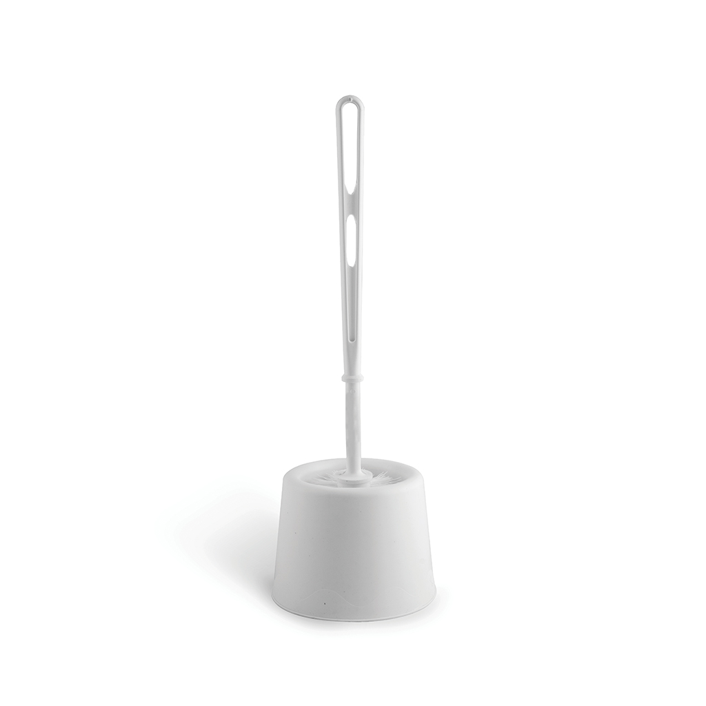 Contract/Budget Toilet Brush Set With Holder - White