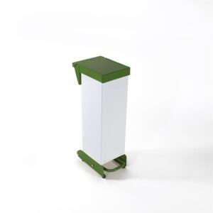 18 Litre Fire Retardant Fully Enclosed Pedal Bin - White & Green