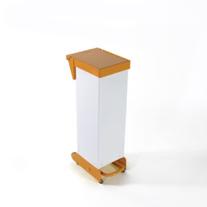 18 Litre Fire Retardant Fully Enclosed Pedal Bin - White & Orange