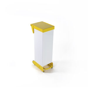 18 Litre Fire Retardant Fully Enclosed Pedal Bin - White & Yellow
