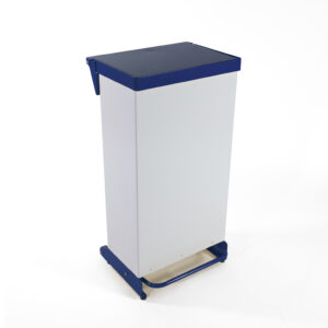 65 Litre Fire Retardant Silent Close Pedal Bin - White & Blue
