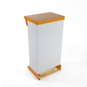 65 Litre Fire Retardant Silent Close Pedal Bin - White & Orange