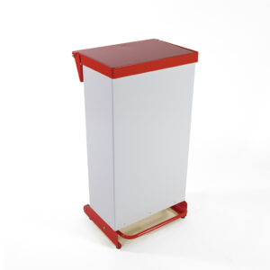 65 Litre Fire Retardant Silent Close Pedal Bin - White & Red