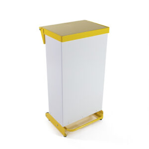 65 Litre Fire Retardant Silent Close Pedal Bin - White & Yellow