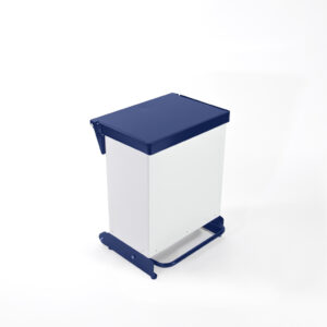 36 Litre Fire Retardant Silent Close Pedal Bin - White & Blue