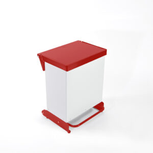 36 Litre Fire Retardant Silent Close Pedal Bin - White & Red