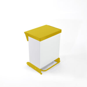 36 Litre Fire Retardant Silent Close Pedal Bin - White & Yellow