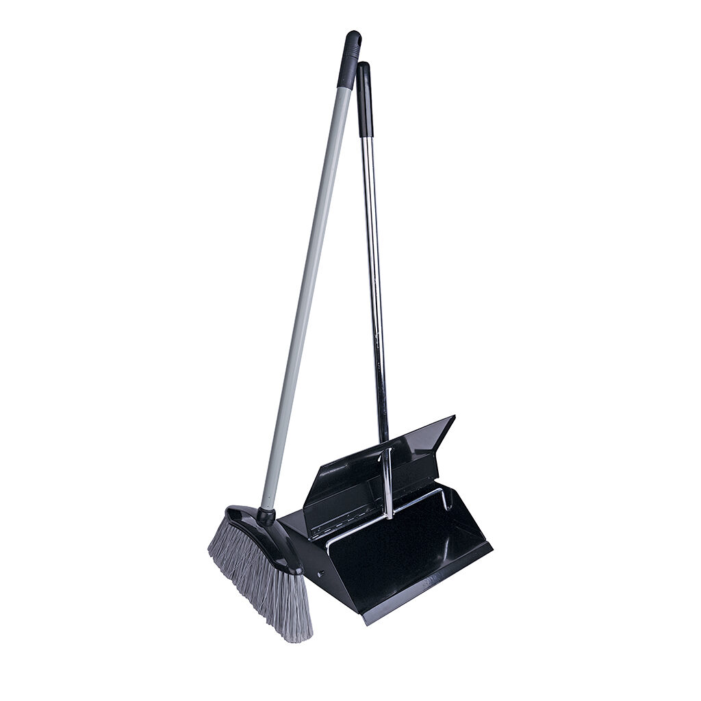 Black Powder Coated Lobby Dustpan and Brush Set