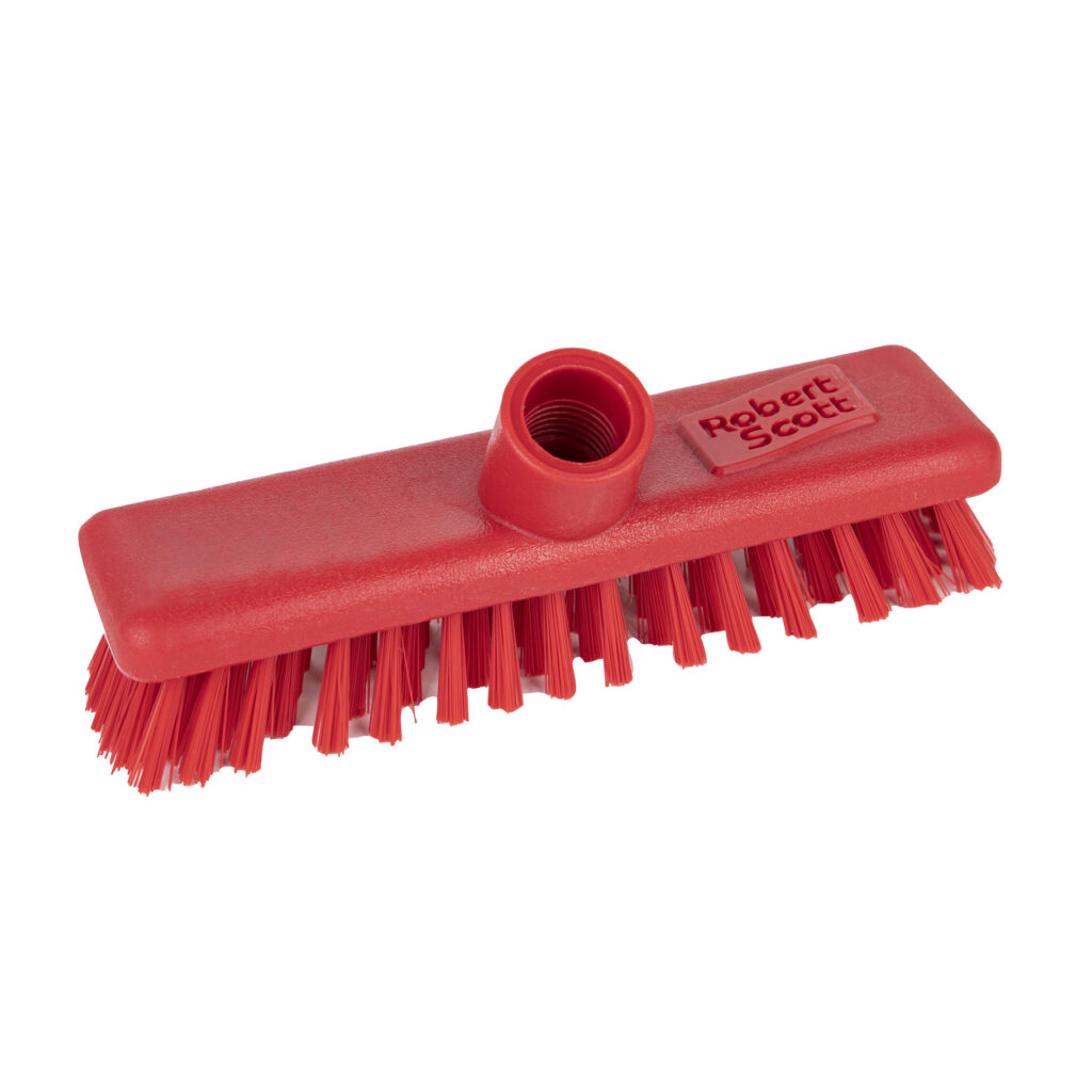 Washable 23cm Stiff Deck Scrubber Brush Head Only - Red