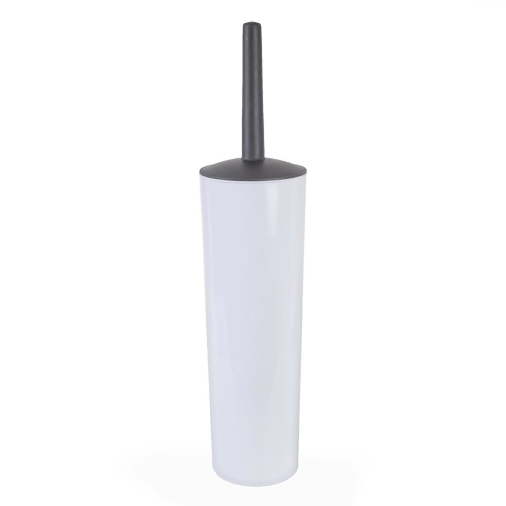 Closed Toilet Brush Set With Antibacterial Bristles - Black & White
