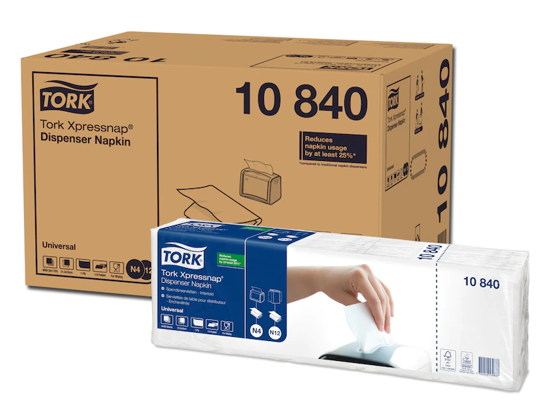 Tork 10840 Xpressnap White 1-Ply Dispenser Napkins - Case of 9000