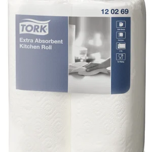 Tork 120269 White 2-Ply Extra Absorbent Kitchen Rolls - Case of 24