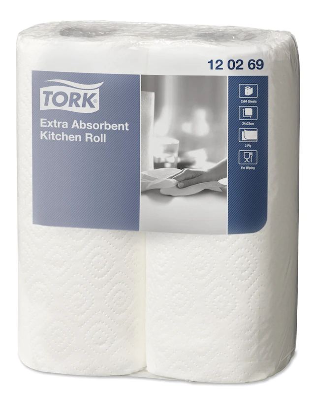 Tork 120269 White 2-Ply Extra Absorbent Kitchen Rolls - Case of 24