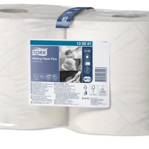 Tork 130041 White 2-Ply Wiping Paper Plus - 2 x 255 Metres
