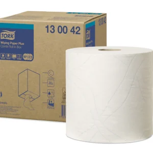 Tork 130042 White 2-Ply Wiping Paper Plus - 255 Metres