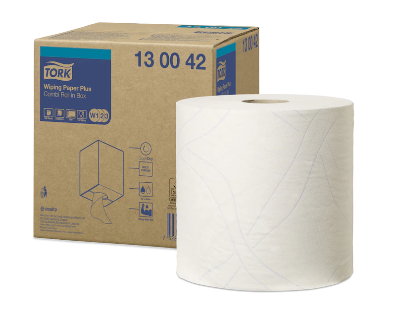 Tork 130042 White 2-Ply Wiping Paper Plus -  255 Metres