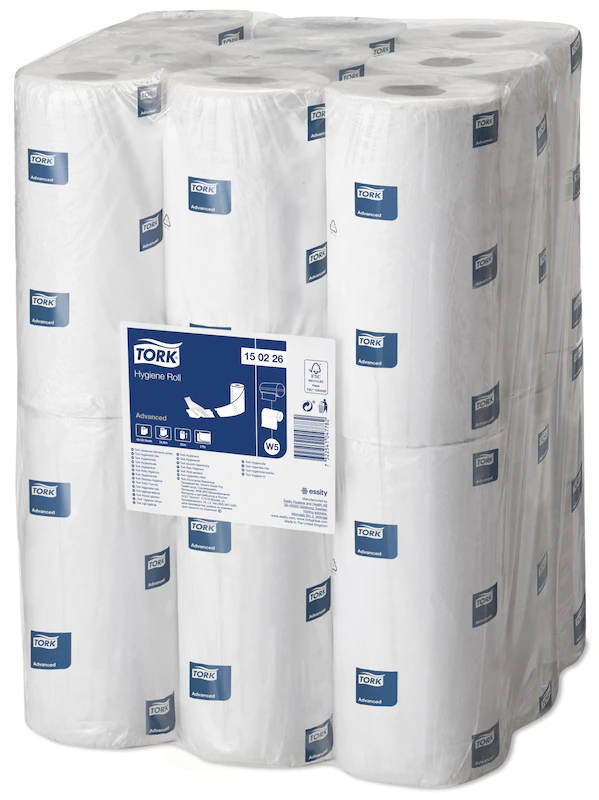 Tork 150226 Advanced White 2-Ply Hygiene 25cm Couch Roll - Case of 18