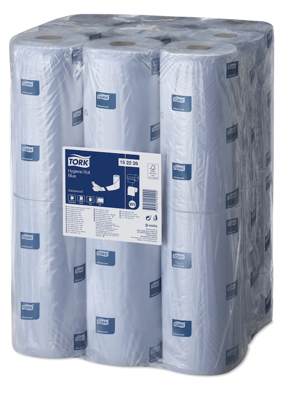Tork 152226 Advanced Blue 2-Ply Hygiene 25cm Couch Roll - Case of 18
