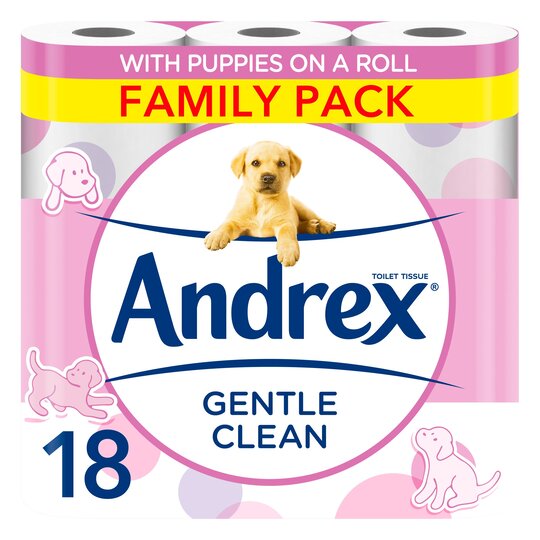 Andrex Gentle Clean 2-Ply White Toilet Rolls - Pack of 18