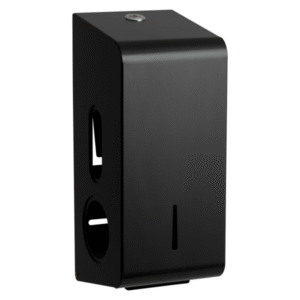 Black Metal Double Toilet Roll Dispenser - Matte Black