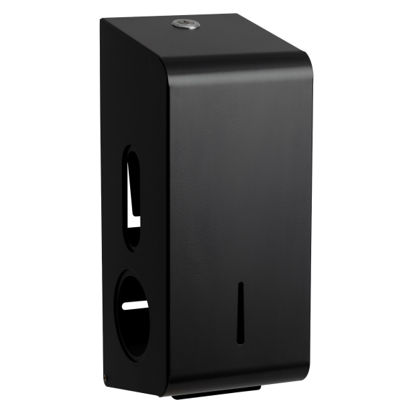 Black Metal Double Toilet Roll Dispenser - Matte Black