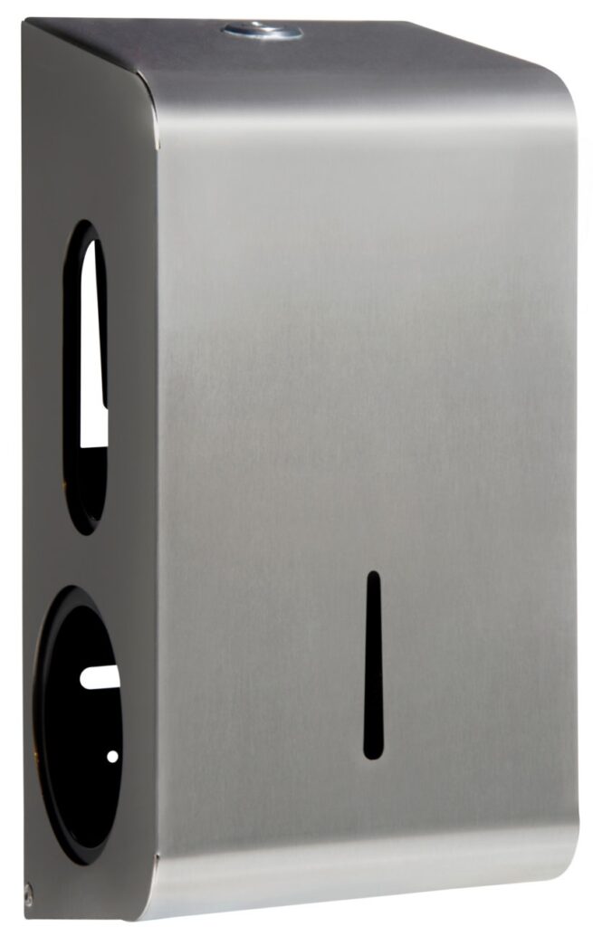 Stainless Steel Double Toilet Roll Dispenser - Brushed Stainless