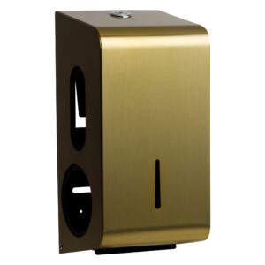 Stainless Steel Double Toilet Roll Dispenser - Satin Brass