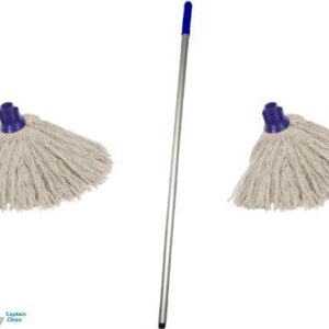 125cm Aluminium Mop Pole Complete With 2 Exel 200gm Mop Heads - Blue