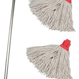 125cm Aluminium Mop Pole Complete With 2 Exel 200gm Mop Heads - Red