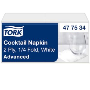 Tork 477534 Ice White 24cm Cocktail Napkins - Case of 2400
