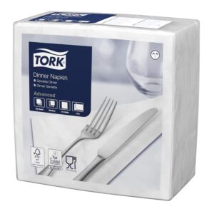 Tork 478746 White 40cm 2-Ply 4-Fold Napkins - Box of 1800