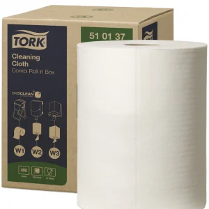 Tork 510137 White 1-Ply Cleaning Cloths - 1 x 152 Metres