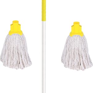 125cm Aluminium Mop Pole Complete With 2 Exel 200gm Mop Heads - Yellow