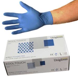 Kooltouch Premium Blue Powder Free Nitrile Gloves - Box of 100 Large