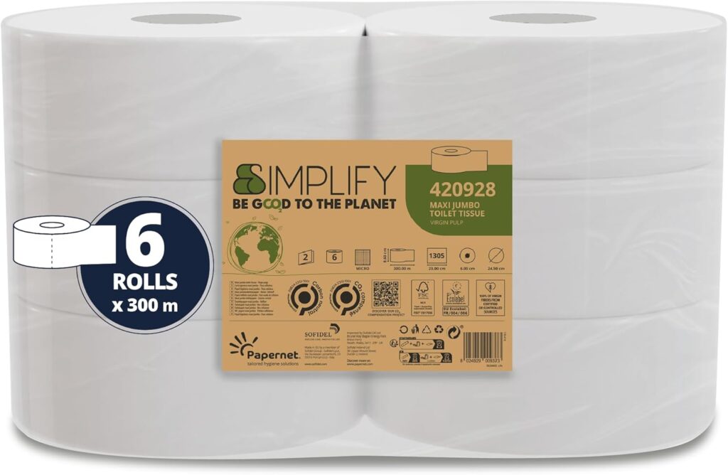 Jumbo 2-Ply White Toilet Roll - Case of 6 x 300m