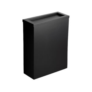 50 Litre Black Metal Compact Flap Lid Waste Bin - Matte Black