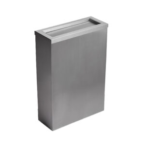 50 Litre Stainless Steel Compact Flap Lid Waste Bin - Brushed Stainless