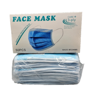 Blue 3-Ply Disposable Face Masks - Box of 50