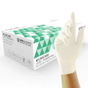 UNICARE Natural Powder Free Latex Examination Gloves - Box of 100 Large