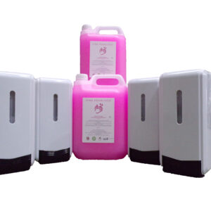 4 x Bulk Fill Liquid Soap Dispensers & 2 x 5 Litres Pink Pearl Antibacterial Hand Soap