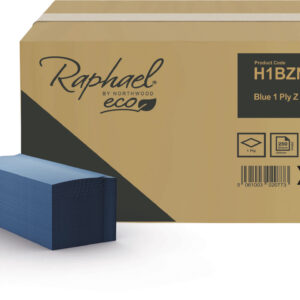 Raphael 1-Ply Blue Recycled Z-Fold Hand Towels - Case of 3000