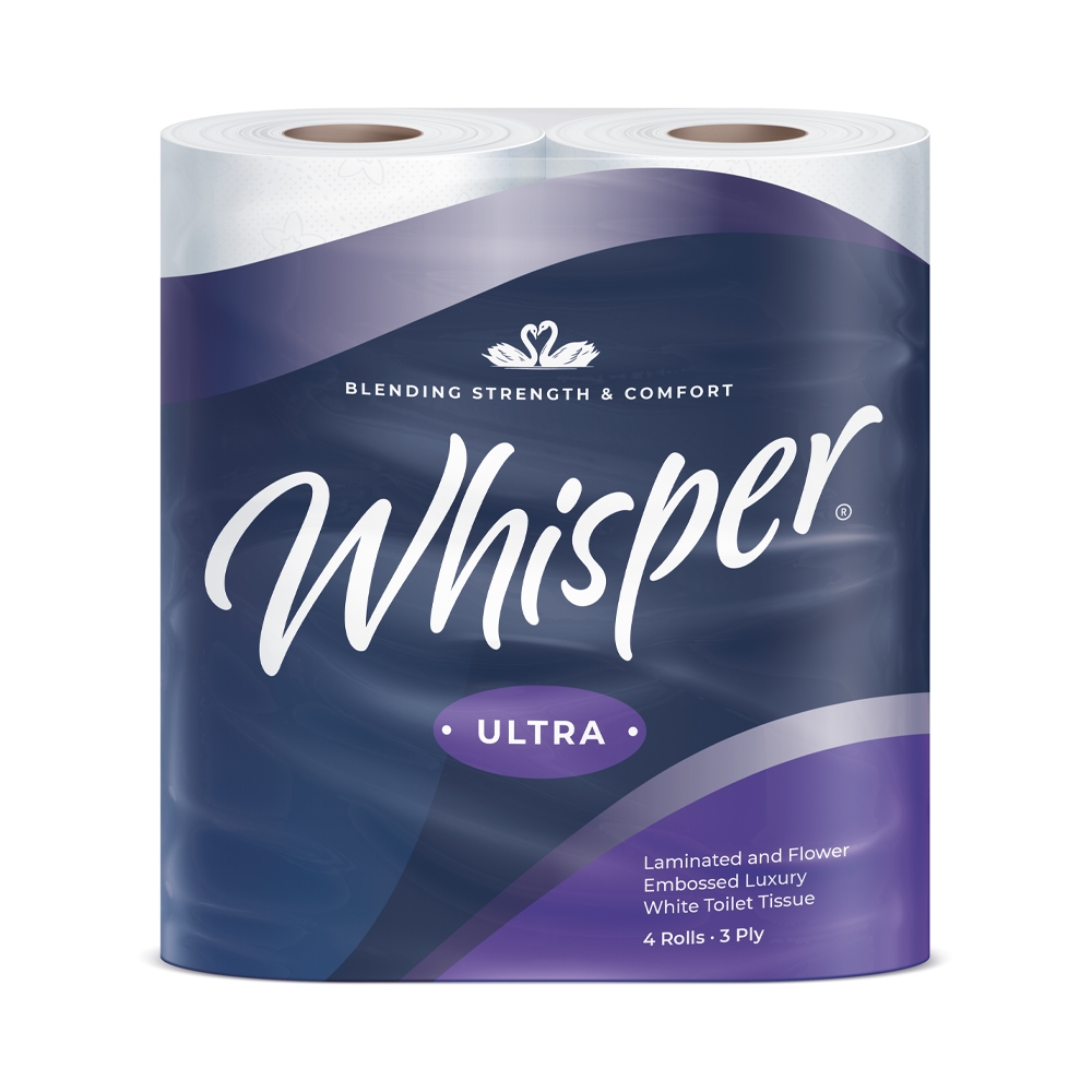 Whisper Ultra 3-Ply Luxury Toilet Rolls - Case of 40 x 160 Sheets
