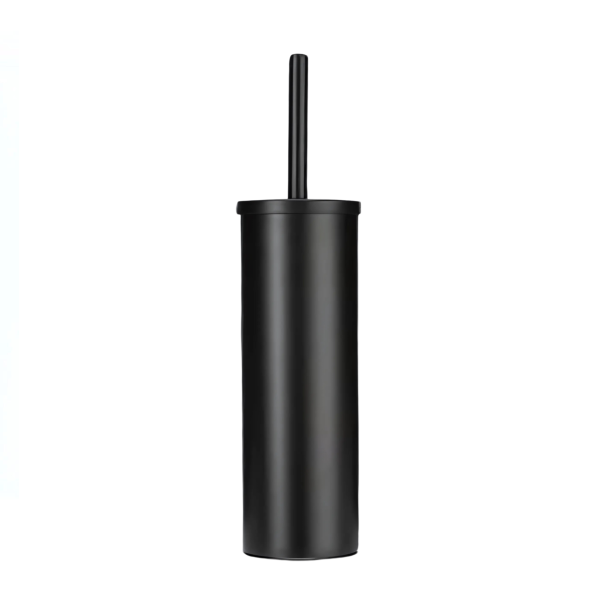 Black Metal Toilet Brush Set - Matte Black