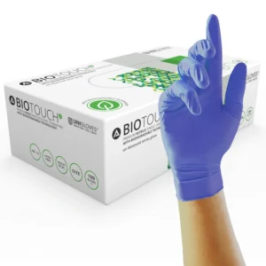 Biotouch Biodegradable Violet Blue Powder Free Nitrile Gloves - Box of 100 Medium
